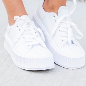 GENEVIEVE WHITE LACE UP SNEAKERS